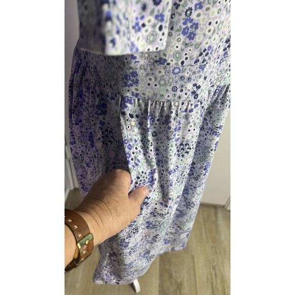 Lands End Empire Waist Floral Jersey Modal Blend Stretch Sz L 14/16 Dress - Picture 5 of 10